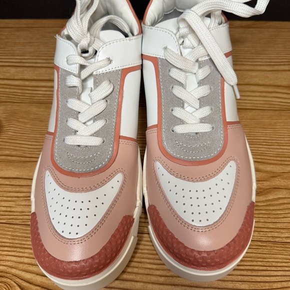 Love Moschino White Pink Colorblock Heart Casual Dress Sneakers Womens 40 - Picture 10 of 12